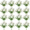 16 Pack White Peonies Artificial Flowers, Fake Silk Hydrangea Bouquet for Bridal Wedding Home Table Decor Reusable Dining Opening Ceremony Birthday Arrangement Faux Floral