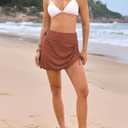 Dokotoo Women's High Waisted Swim Skirt Bottoms Ruched Scallop Trim Bathing Suit Skirts Split Tankini Swimsuit Bottom (S)