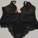Popilush Shapewear Bodysuit Lace Corset Tops for Large Bust Tummy Control Low Back V Neck Thong Bodysuits for Women (4XL (18-20), Black)