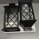 Homemory Solar Lanterns Outdoor Waterproof Hanging with Flickering Flameless Candles, 2 Pack 13'' Garden Outdoor Lantern Decorative for Patio Front Porch Backyard Balcony Cabin Outside Table(Black)