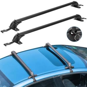 TeqHome Universal Roof Rack Cross Bars, 43" Aluminum Lockable Car Top Crossbars with Anti-Theft Lock, Adjustable Window Frame for Bare Roof Kayak Bike Rooftop Cargo Carrier Luggage 165LBS Max Load