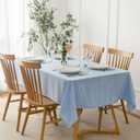 maxmill Checkered Tablecloth Stain Resistant Waterproof, Wrinkle Resistant Washable Heavy Weight Kitchen Table Cloth Gingham for Dining Room and Outdoor Use, Rectangle 60 x 120 Inch Light Blue White