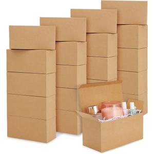20 Pack Brown Gift Boxes With Lids for Wrapping, Shipping, 9 x 4.5 x 4.5 Inch Cardstock Paper Bridesmaid Boxes for Gifts
