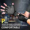 ihuan Ventilated Weight Lifting Gym Workout Gloves with Wrist Wrap Support for Men & Women, Full Palm Protection, for Weightlifting, Training, Fitness, Hanging, Pull ups (Black)