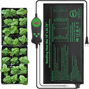 Bestio Seedling Heat Mat with Thermostat Combo Set,10 x 20.75in UL & MET-Certified Plant Heating Mat for Seed Starting,Hydroponic Plant,Heat Mat for Plants for Gardening,Greenhouse