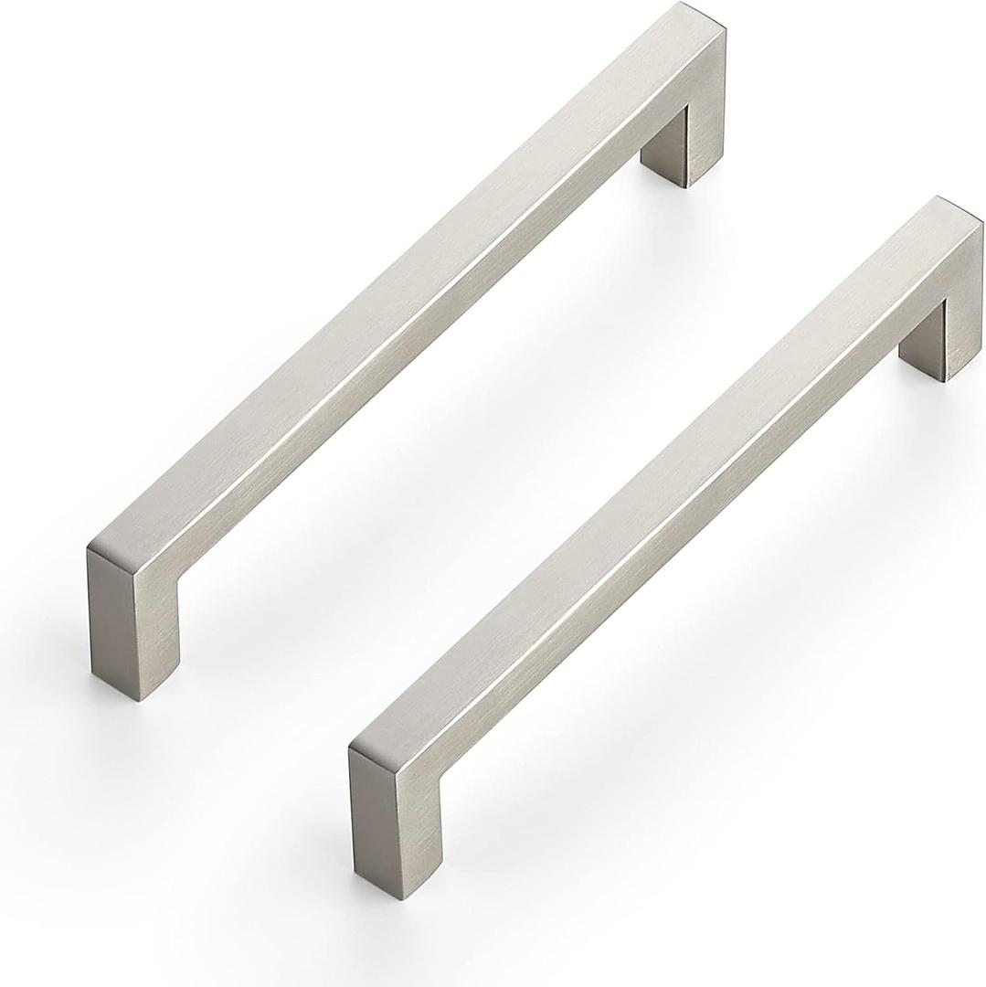 Ravinte 3 Pack 6-1/4 Inch Kitchen Square Cabinet Handles Satin Nickel Pulls Brushed Nickel Kitchen Cabinet Hardware Handles for Cupboard Drawer Pulls