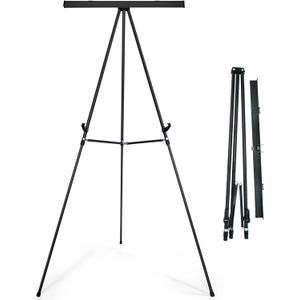 Falling in Art Aluminum Flip Chart Display Easel Stand with Adjustable Floor for Boardroom, Whiteboard, Paper Pads, Signage, 63 1/2'' High, Black
