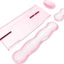 Computer Keyboard Stand Pad with Gel Wrist Rest Keyboard Pad Support with Comfortable Wrist Pad Easy Typing Ergonomic Tilted Acrylic Transparent Keyboard Riser Holder for Desktop Office Home Pink, Large