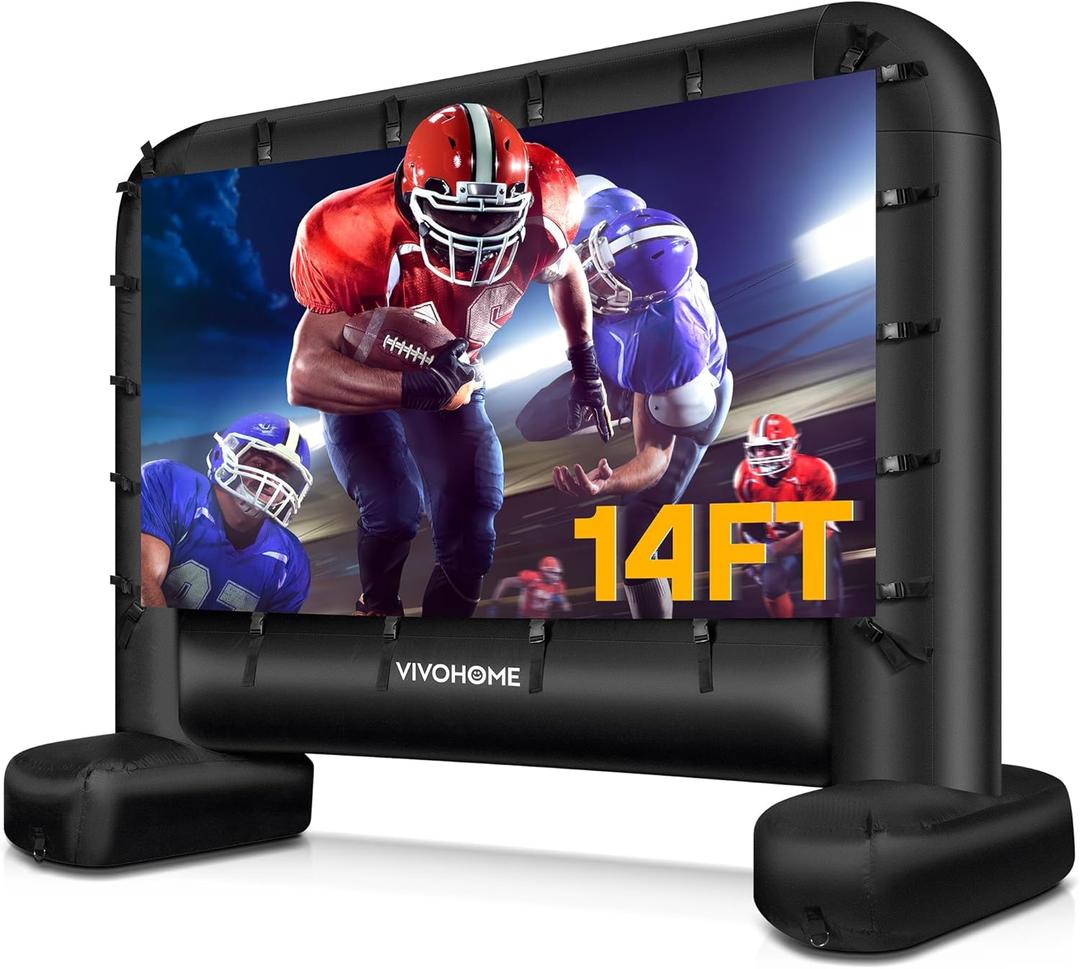 VIVOHOME 14 FT Inflatable Projector Screen for Outside, Blow Up Movie Screen Outdoor Use, Mega Large TV Screen with Carry Bag for Backyard, Tube Leg Support