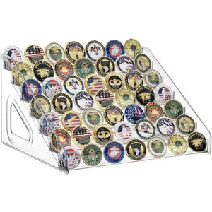 Military Challenge Coin Holder Display Stand 7 Layer Large Capacity Acrylic Military Challenge Coin Rack-Holds 49 Coins, Army Collectible Coins Holder Display for Collectors Military Enthusiasts Veterans