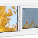 Vinyl Basement Window, 32" x 22" Bathroom Sliding Window with Double Pane Insulated Tempered Glass and Fiberglass Screen for Basement, Bathroom, Shed (White)