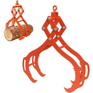 Log Lifting Tongs 36 Inch - 3300LBS Load Capacity Heavy Duty Log Grapple with 4 Serrated Claw Hooks & Handles, Logging Tongs for Tractors, Trucks, Forklifts, Orange