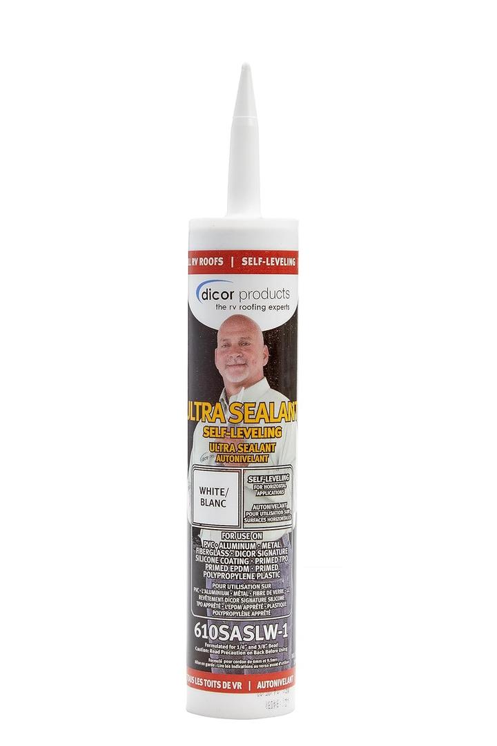 Dicor 610SASLW-1 Self-Leveling Ultra Sealant System - 10.1 Oz, White, High Performance, Non-Yellowing, Fast Curing, Durable, Highly Compatible, UV Stabilized Dicor 610SASLW-1 Self-Leveling Ultra Sealant System - 10.1 Oz, White, High Performance, Non-Yellowing, Fast Curing, Durable, Highly Compatible, UV Stabilized