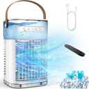 Portable Air Conditioners, 3-1 Mini Evaporative Air Cooler w/Remote, 1.2L Water Tank & 2 Ice Boxes, 7H Timer, USB Charging, 3 Speeds & 7 Color Lights, Personal Desktop Fan For Home Office Outdoors
