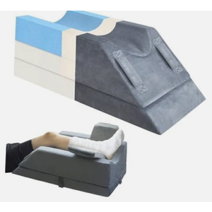 4-Height Adjustable Leg Elevation Pillows for After Surgery, Injuries, or Rest, Memory Foam Leg Pillows for Sleeping with 3 Handles and Insert Pad, Washable Velvet Cover