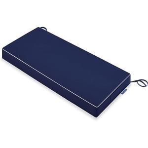 MIULEE Navy Blue 48 x 18 x 3 Outdoor Bench Cushion Waterproof Patio Chair Cushion with Adjustable Straps Set of 1 for Swing Patio Furniture 3-Year Color Fastness Garden Sofa Couch