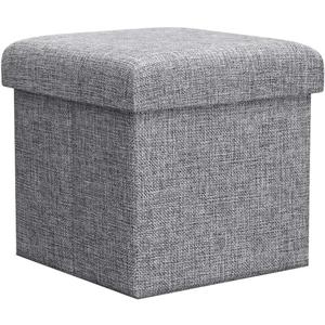 ZLY Folding Stool Storage Ottoman Polyester Fabric Linen Foot Rest Seat Clutter Collection 11 X 11 X 11 inch 28cm Cube Desk