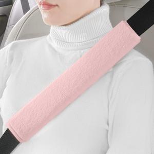 Extra Long Seatbelt Cover Super Soft Furry for Adults Kids Women & Men, Thick Plush Full Car Seat Belt Strap Cushion, Fluffy Shoulder Pad Protector, Auto Interior Accessories, Pink 13in, 2pcs