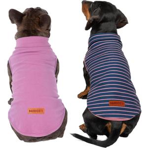 2 Pack Dog Sweater Clothes Soft Velvet Fabric Coat Dog Sweatshirt Sweaters for Small Medium Large Dogs Pullover Turtleneck Pet Puppy Clothes Cold Weather Warm Puppy Sweater (L (Back: 15.75",Chest: 19.69", 12-16 lbs), Navy Stripe+Purple)