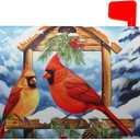 Winter Cardinal Birds Mailbox Cover - Magnetic Standard Size 21" X 18" Winter Red Bird Mailbox Decor for Outside Home (18x21 Inch style)