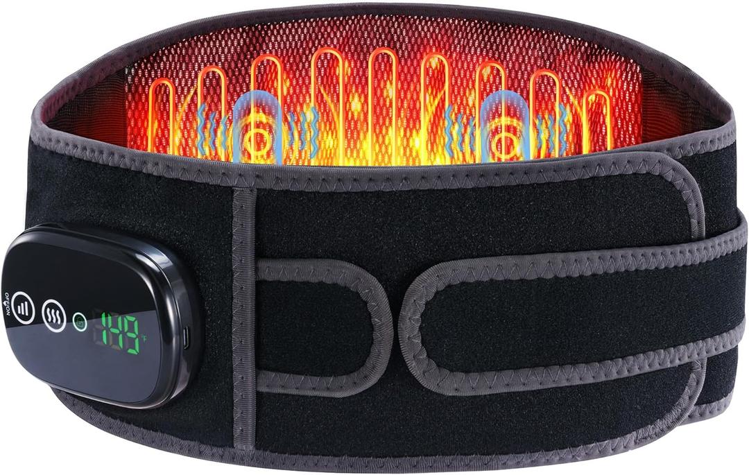 Heating Pad for Back, Cordless Lower Back Massager with Heat, Electric Heating Pad Wrap for Period Cramps Lower Back Neck Shoulders, 3 Heating Levels & 3 Massage Modes, Birthday Gifts for Women Men