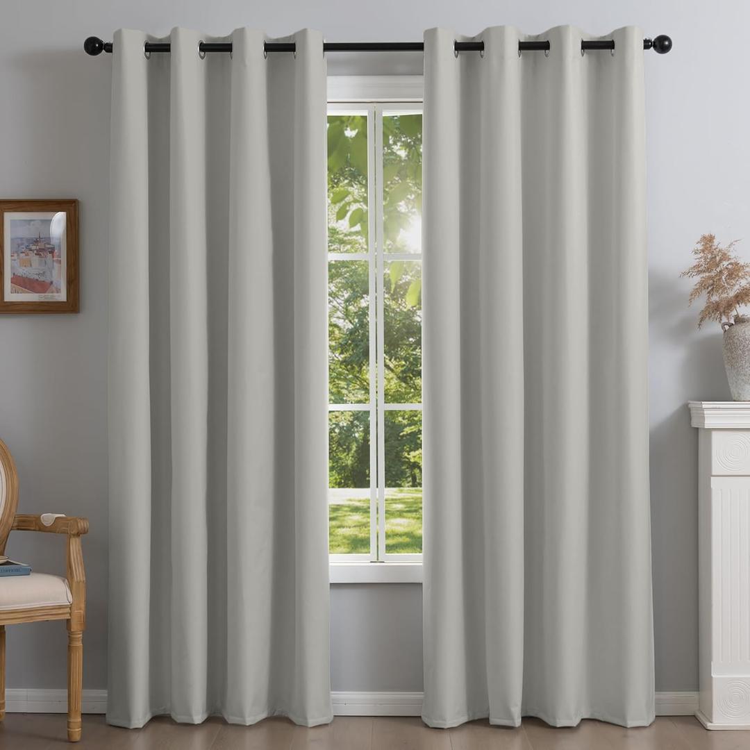 DrapeMaster Fire Retardant Blackout Curtains, 84 Inch, 2 Panels, NFPA701 Standard, Thermal Insulated, Grommet Top, Fluorine Free, for Bedroom Living Room Gray (Gray, 52" W x 84" L (Pack of 2))