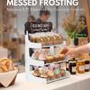 HOTCAN Cookie Display Stand for Bakers & Vendors with Acrylic Front | Wooden Dessert Stand with Chalkboard Sign for Market Booths, Craft Fairs & Events | 3 Tiered Cookie Display for Cupcakes, Muffins & Pastries (White)