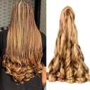 French Curly Braiding Hair for Box Braids P27/30 Loose Wave Braiding Hair 8 Packs 24 Inch 75G/Pack Spanish Curly Synthetic Spiral Curl Silky Braiding Hair Extensions (24 Inch,8 Packs,P27/30)