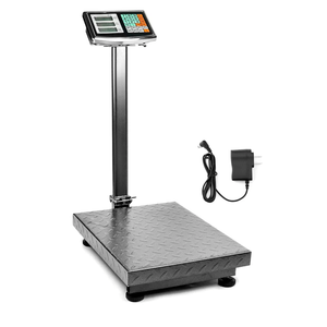 QWORK Foldable 600LB Weight Computing Postal Scale, Floor Platform Digital Scale, Accurate Warehouse Large Shipping Mailing LB/KG Calculator