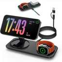 Magnetic Wireless Charging Station for Apple,2 in 1 Foldable Compatible with Magsafe for iPhone 16/15/14/13/12 Series,Inductive Charge pad for Apple Watch 10/9/8/7/Ultra/SE,for AirPods (Black)