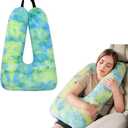 Shoulder Wrap for Family Multi-Purpose Neck Pillow, Travel Companion,Travelling Sleeping Pillow for Car, Train, Bus and Home Use (Tie Dye/Green)