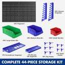 WORKPRO Pegboard Organizer Wall Mounted, 44PC Tool Storage Rack with Bins and Hooks, Peg Board Wall Organizer for Garage Organization, Workshop, Craft Room, Tool Wall Storage System