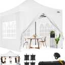 COBIZI 10x10 Pop Up Canopy with Sidewalls Heavy Duty Commercial Tent Easy Up Outdoor Canopy for Party, Wedding, Event and Backyard, All Season Windproof&Waterproof with Roller Bag UPF 50+, White