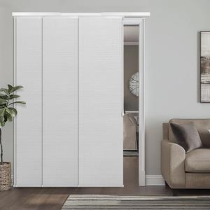 Adjustable Panel Track Blinds Manual Blackout Vertical Blinds for Sliding Door (Blackout - Texture White, 74" W x 96" H)