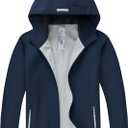 Boys Girls Waterproof Rain Jacket Lightweight soft lining Kids Windbreaker Hooded Coat Easy to Fold, Size: 11-12 Years, Blue