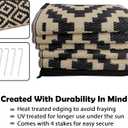 SAND MINE Waterproof Outdoor Rug 8x10 ft, Plastic Reversible Rug, Modern Area Rug, Large Floor Mat for Outdoors, RV, Patio, Backyard, Deck, Picnic, Beach, Camping, Black & Beige