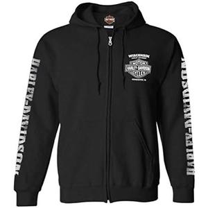 Harley-Davidson Men's Lightning Crest Full-Zippered Sweatshirt, Black (2XL)