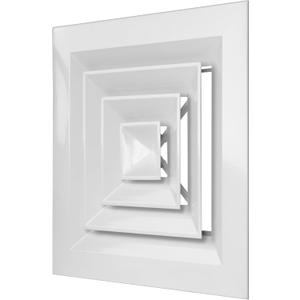 Vent Systems 9 x 9 Inch (Neck Size) Square Ceiling Diffuser - Aluminum Air Vent Cover for Drop Ceiling - Air Deflector for Ceiling Vent, HVAC Air Supply, 4-Way Airflow - Fits Plenum Ceiling Box & AC