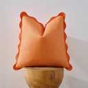 Halloween Throw Pillow Covers Set of 2 for Living Room, Scalloped Design Decorative Home. Fabric Feels a Little Stiff, Because Scalloped Edges Require(Pumpkin Color, 24x24 Inch)