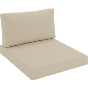 Patio Furniture Cushions Replacement, Outdoor Deep Seat Couch Cushion and Backrest Pillow with Waterproof Removable Cover for Sectional Sofa Set, 25.6 x 25.6 Inch, Cream