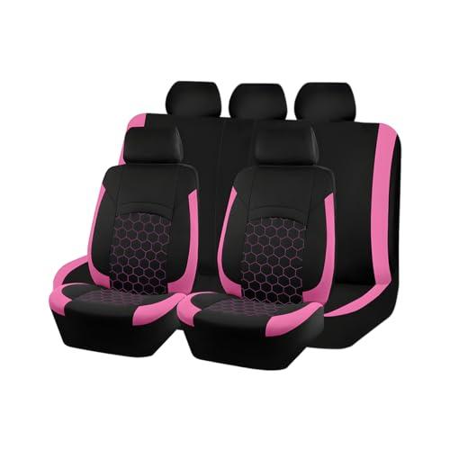 Sandfren Car Seat Cover Full Sets, Polyester Foam Breathable Waterproof Vehicle Split Front Rear Seat Protectors, Automotive Interior Chair Cushion Pad, Universal for SUV RV Truck (Pink)