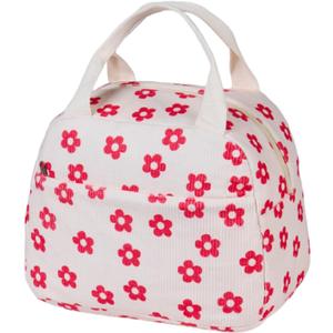 Lunch Bag for Women Men Girl,Large Cute Corduroy Lunch Tote Bags - Reusable Insulated Lunch Box for women with Handle, Leakproof WaterProof Design for Office, School, Work,Picnic.