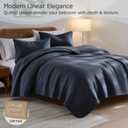 palassio Striped Navy Blue 100% Cotton Quilt Queen Size Bedding Sets, Lightweight Crinkly Channel Pick Stitch Textured Bedspread Soft Shabby Chic Farmhouse Country Coverlet for All Season, 2 Shams