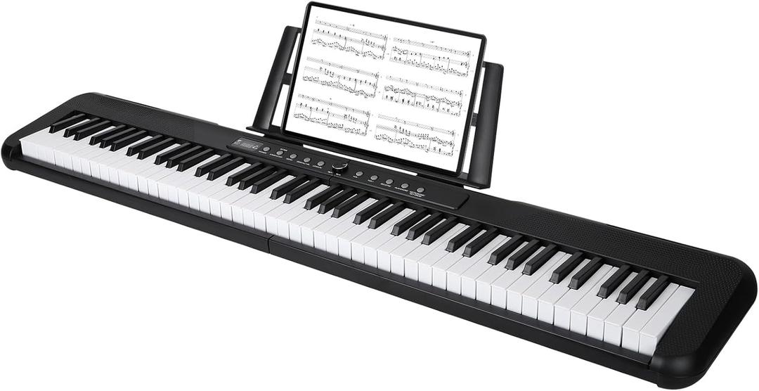 Digital Piano 88 Key Full Size Semi Weighted Electronic Keyboard Piano with Music Stand,Power Supply,Bluetooth,MIDI,for Beginner Professional at Home/Stage-A1 (Black)