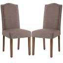 Stylish Upholstered Parsons Dining Chair Kitchen with Silver Nailhead Trim and Sturdy Solid Wood Legs. 2 Pcs