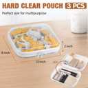 Clear Hard Shell Zipper Case 3 PCS Clear Cosmetic Make up Bag Waterproof Travel Toiletry Bag for Women, Hard Plastic Zipper Pouches Portable Travel Storage Organizer Bins (White, 10"x8"x2")