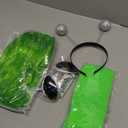 Vegove 6Pcs Alien Costume Women, Metallic Skirt Antenna Headband Bob Hair Glasses Neon Green Space Accessories for Halloween (Large)