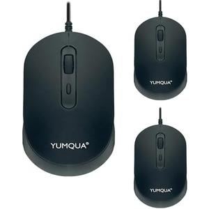 YUMQUA M104 Wired Computer Mouse 2 Pack, Silent Optical USB Corded Mouse Mice Bulk for Laptop PC Chromebook, Black