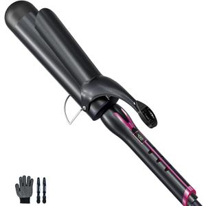 Curling Iron 2 Inch, 2 inch Curling Irons Ceramic Barrel with Argan Oil Infused, Large Barrel Curling Iron for Long Hair, 14 Heat Settings (Pink)