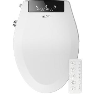 LEIVI Electric Bidet Toilet Seat with Auto Open & Close Lid, Digital LED Display, Heated Seat, Night Light, Bidet with Warm Water and Dryer, Elongated